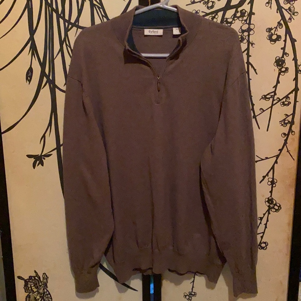 Byford London Men’s Brown Bear Cashemir/Cotton 1/4 Zip Sweater Pullover